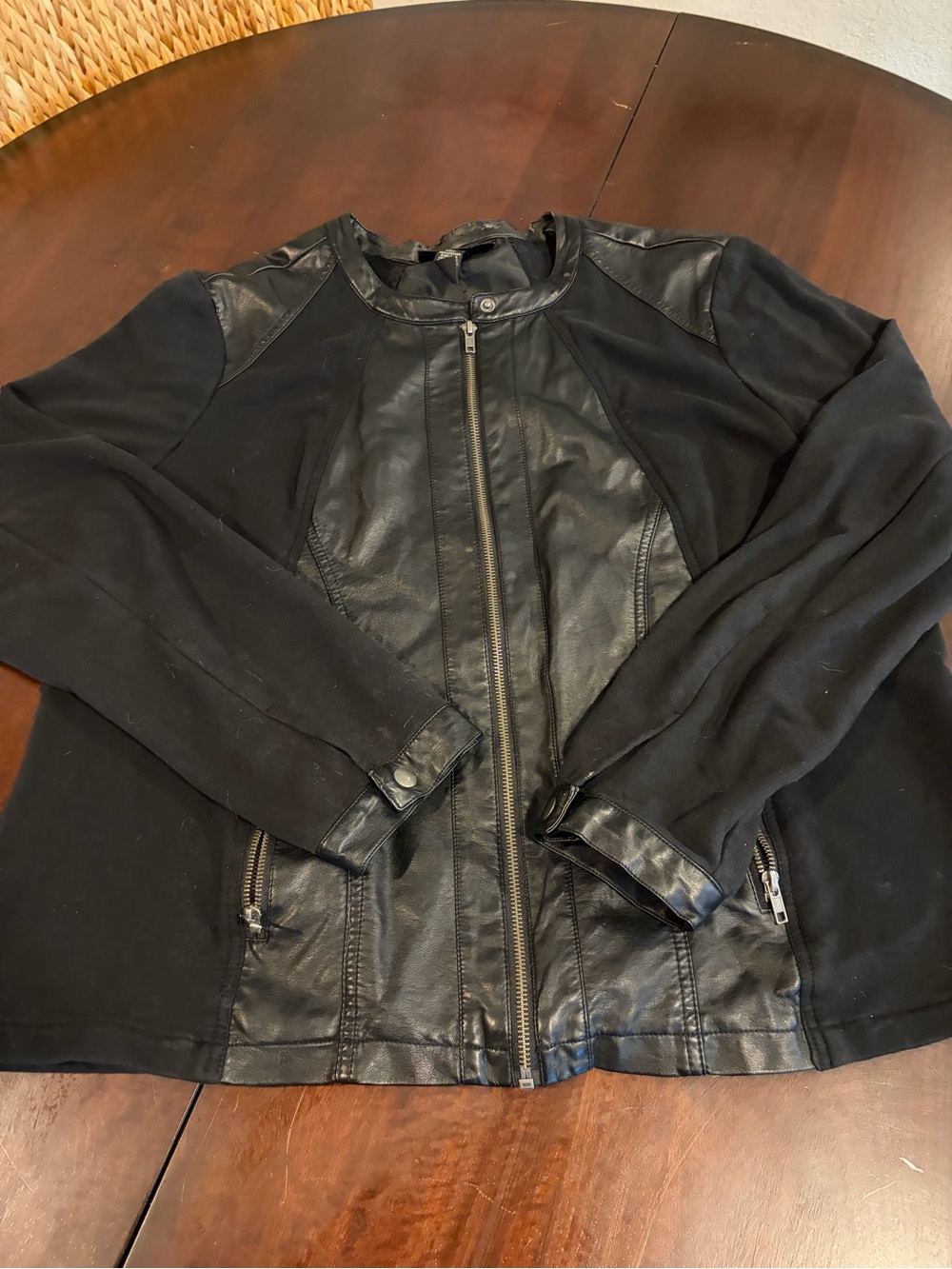 Style & Co. Black Mixed-Material Bomber Jacket